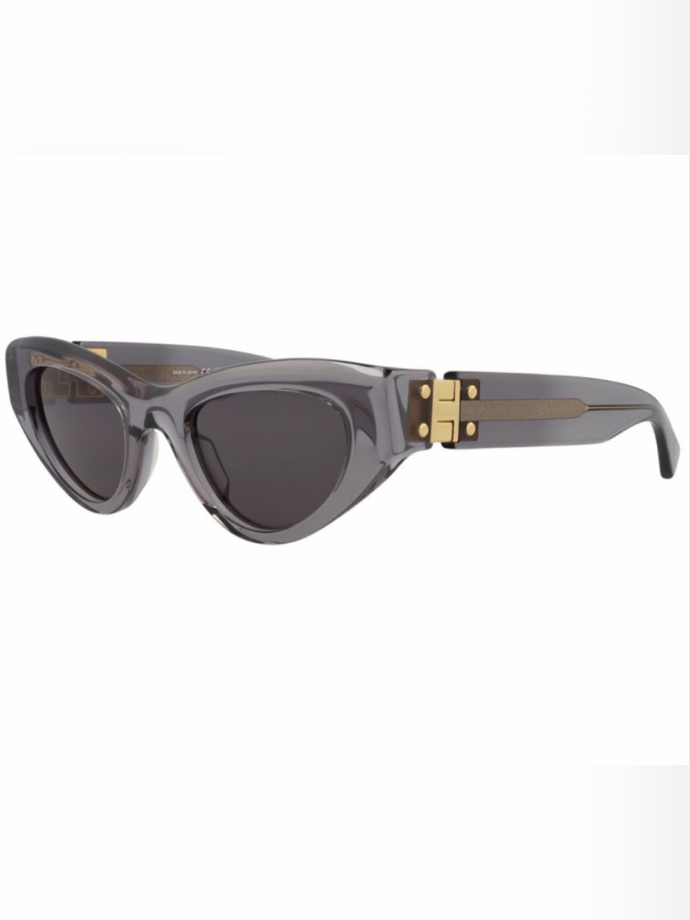 Bottega Veneta BV1142S Cat Eye Gray Acetate Gold Sunglasses 49mm